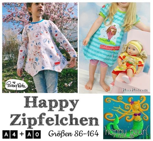 Happy Zipfelchen Gr. 86-164 Shirt + Tunika + Little Zipfelchen
