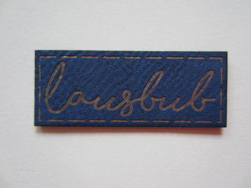 PU Leder Label LAUSBUB blau