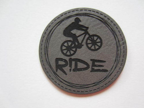 PU Leder Label RIDE Fahrrad grau
