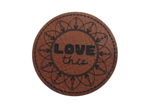 PU Leder Label LOVE THIS Mandala braun