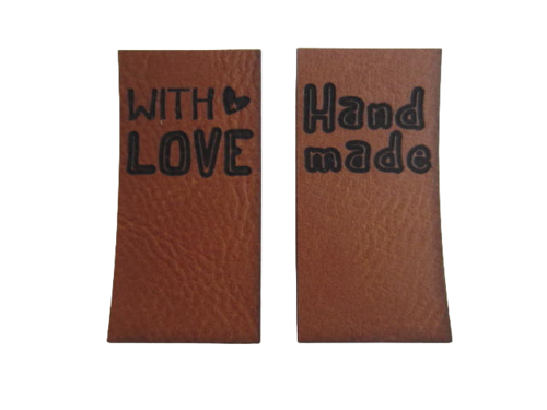 PU Leder SAUM Label WITH LOVE & HANDMADE braun